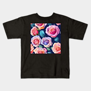 Watercolor rose pattern design Kids T-Shirt